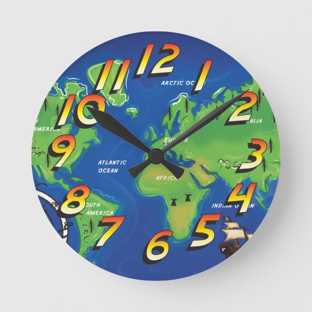 Horloge Ronde Carte du monde (Recto)