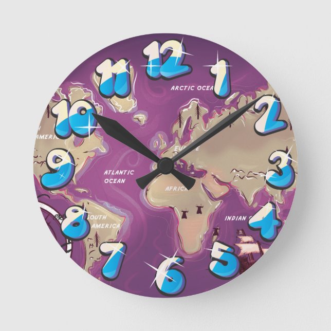 Horloge Ronde Carte du monde (Recto)