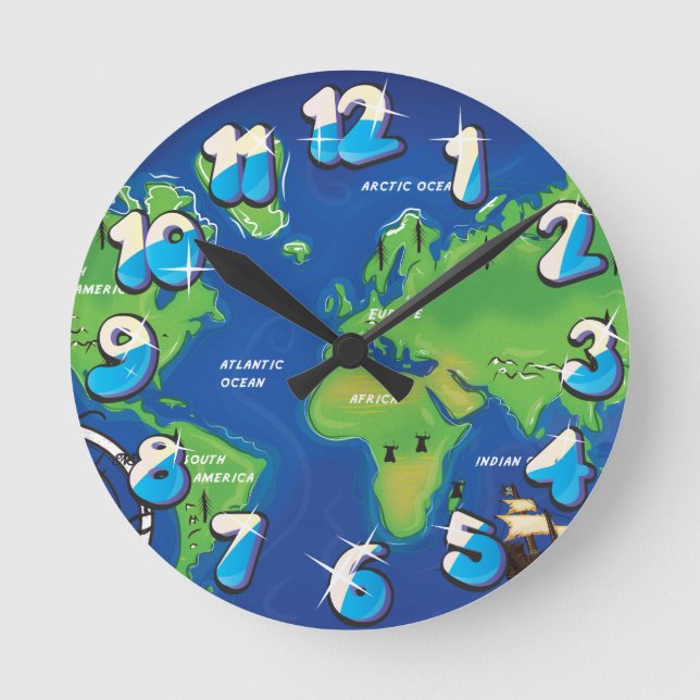 Horloge Ronde Carte du monde (Recto)