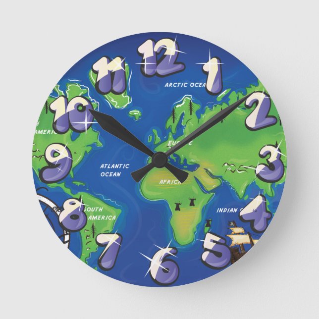 Horloge Ronde Carte du monde (Recto)