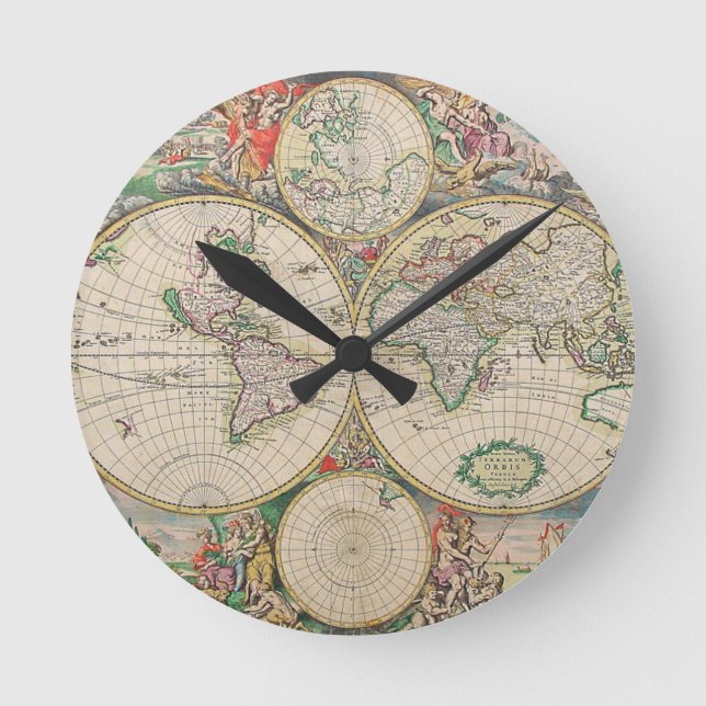 Horloge Ronde Carte du monde antique (Recto)