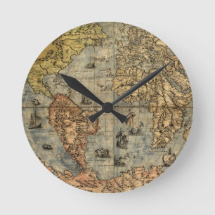 Horloge Ronde Carte du monde antique de Forlani 1565 Cartographi