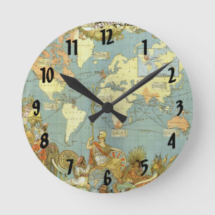Horloge Ronde Carte du monde antique de l'Empire britannique, 18