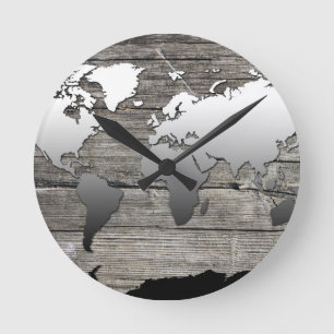 Horloge Ronde carte du monde bois 13