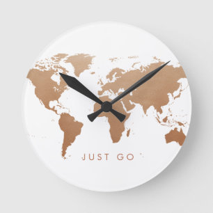 Horloge Ronde Carte du monde Copper
