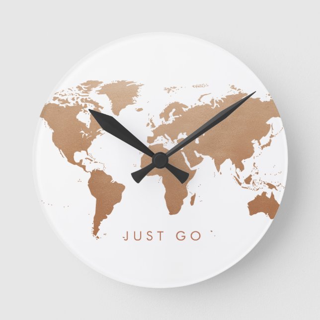 Horloge Ronde Carte du monde Cuivre du monde (Recto)