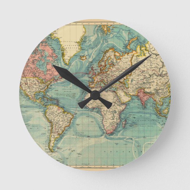 Horloge Ronde Carte du monde vintage (Recto)