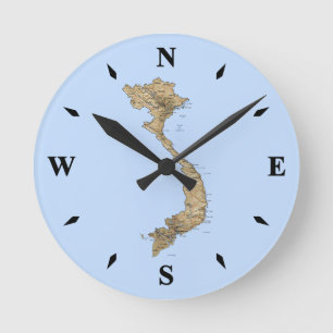 Horloge Ronde Carte du Vietnam