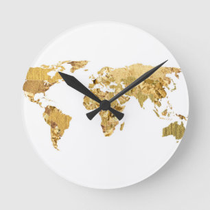 Horloge Ronde Carte Gold Foil