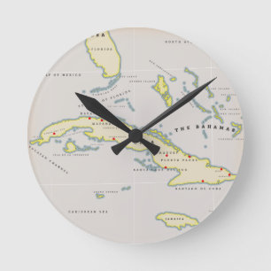 Horloge Ronde Carte illustrée de Cuba