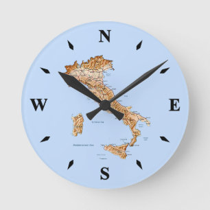 Horloge Ronde Carte italienne Clock