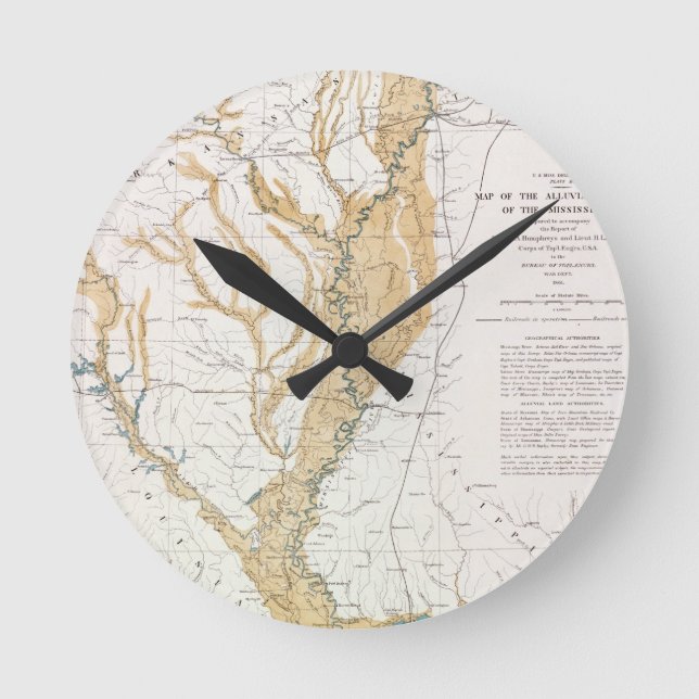 HORLOGE RONDE CARTE : LE FLEUVE MISSISSIPPI, 1861 (Recto)