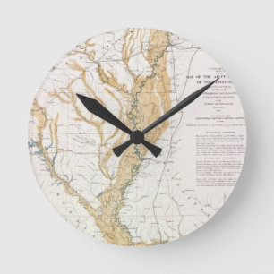 HORLOGE RONDE CARTE : LE FLEUVE MISSISSIPPI, 1861
