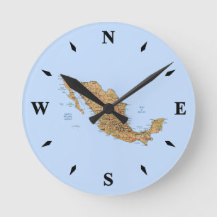 Horloge Ronde Carte Mexique