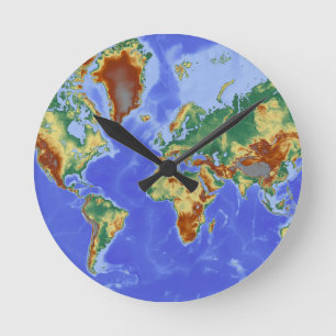 Horloge Ronde Carte mondiale géographique internationale