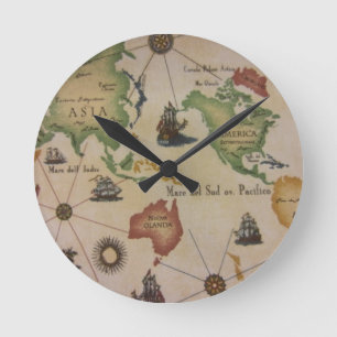Horloge Ronde Carte Pacifique du monde