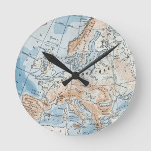 Horloge Ronde Carte physique de l'Europe (1916)
