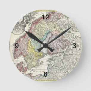 Horloge Ronde Carte scandinave vintage