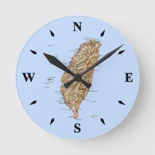 Horloge Ronde Carte Taïwan Clock