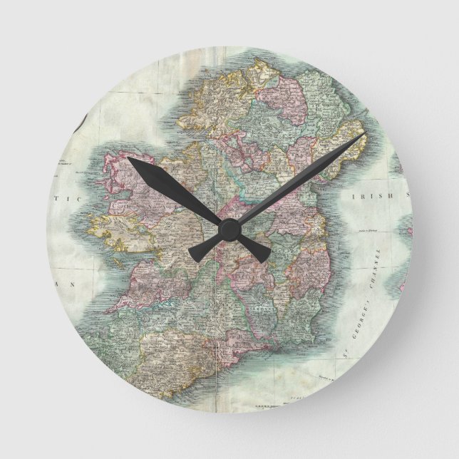 Horloge Ronde Carte vintage de l'Irlande (1799) (Recto)