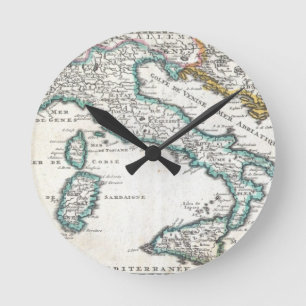 Horloge Ronde Carte vintage de l'Italie (1706)