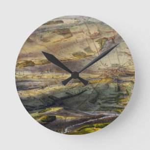 Horloge Ronde Carte vintage du champ de bataille de Gettysburg