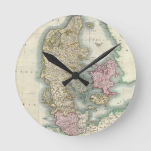 Horloge Ronde Carte Vintage du Danemark (1801)