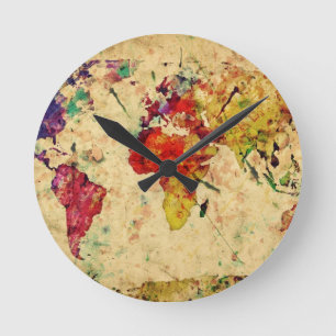Horloge Ronde Carte vintage du monde