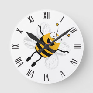 Horloge Ronde Cartoon Bee