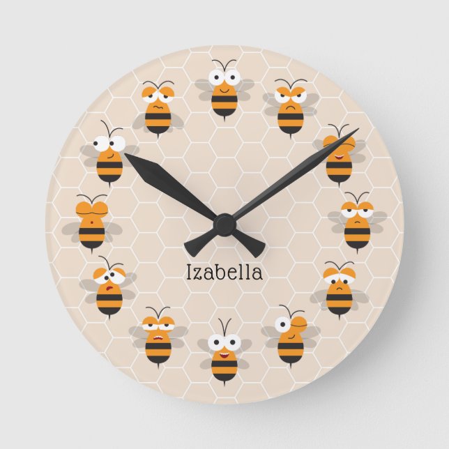 Horloge Ronde Cartoon mignon Miel Abeille de Miel (Recto)