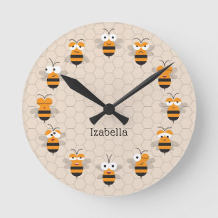 Horloge Ronde Cartoon mignon Miel Abeille de Miel