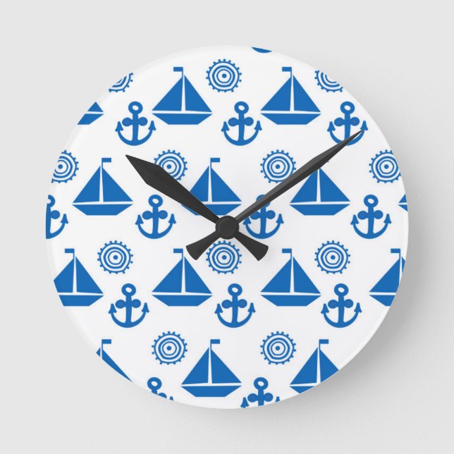Horloge Ronde Cartoon Motif de bateau à voile (Recto)