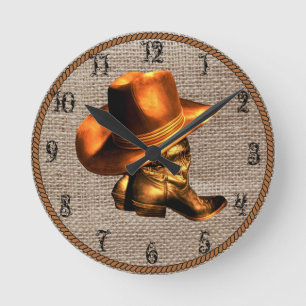 HORLOGE RONDE CASQUETTE DE COWOY ET BOOTS