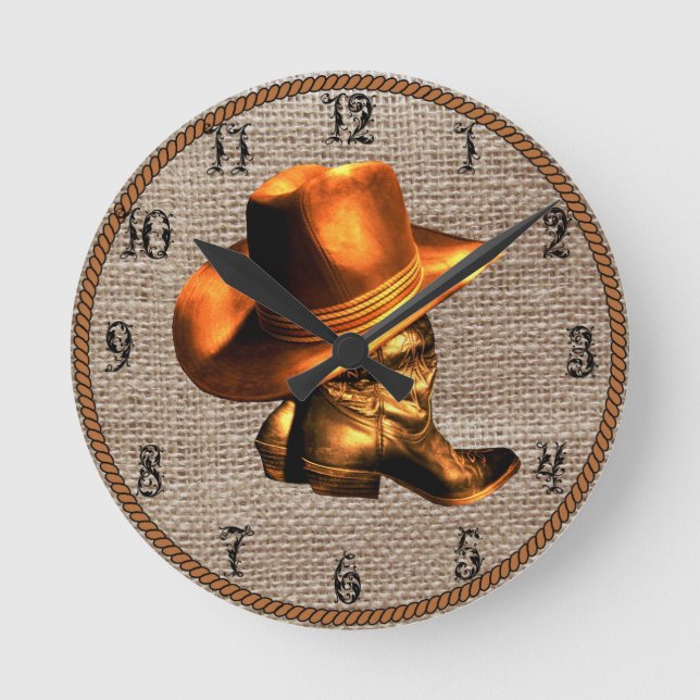 HORLOGE RONDE CASQUETTE DE COWOY ET BOOTS (Recto)