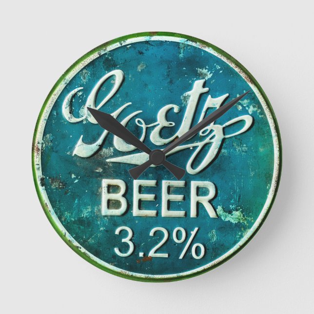 Horloge Ronde Casquette Rustique de bouteille de bière (Recto)