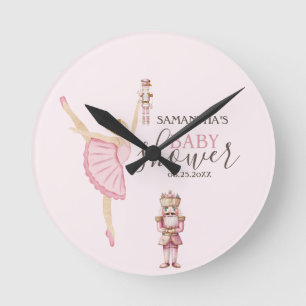 Horloge Ronde Casse-noisettes Ballerine Aquarelle Rose Baby Show