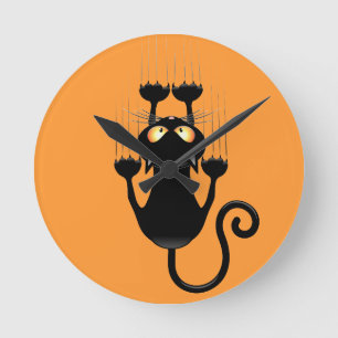 Horloge Ronde Cat Falling down fun dessin personnage