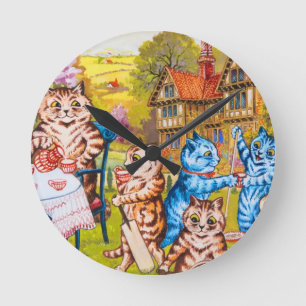 Horloge Ronde Cat Garden Party
