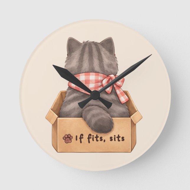 Horloge Ronde Cat in The Box (Recto)
