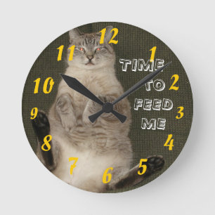 Horloge Ronde Cat "TIME TO FEED ME"