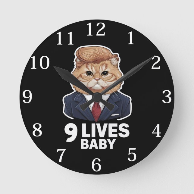 Horloge Ronde Cat Trump 9 Lives Baby (Recto)