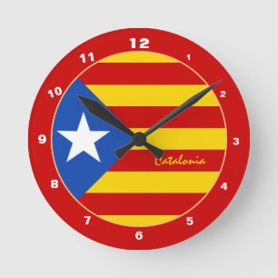 Horloge Ronde Catalogne moderne Drapeau, La Senyera Estelada /de