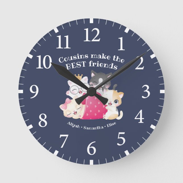 Horloge Ronde Cats adorables Cousins faire les meilleurs amis su (Recto)