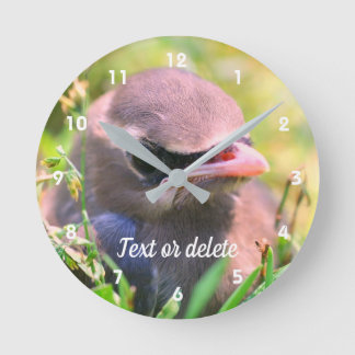 Horloge Ronde Cèdre jaune cire oiseau naissant