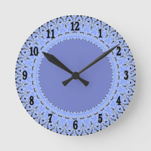 Horloge Ronde Ceinture murale en dentelle de pays bleu