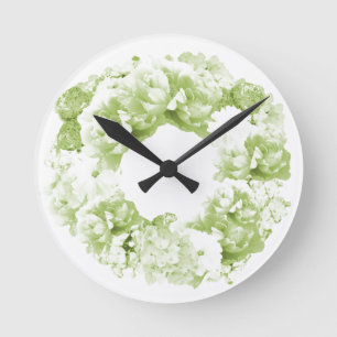 Horloge Ronde Celery Green Wreath Flower Clock