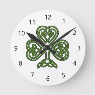 Horloge Ronde Celtic Shamrock - St Patricks Day