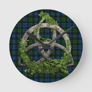 Horloge Ronde Celtic Trinity Knot and Campbell Military Tartan