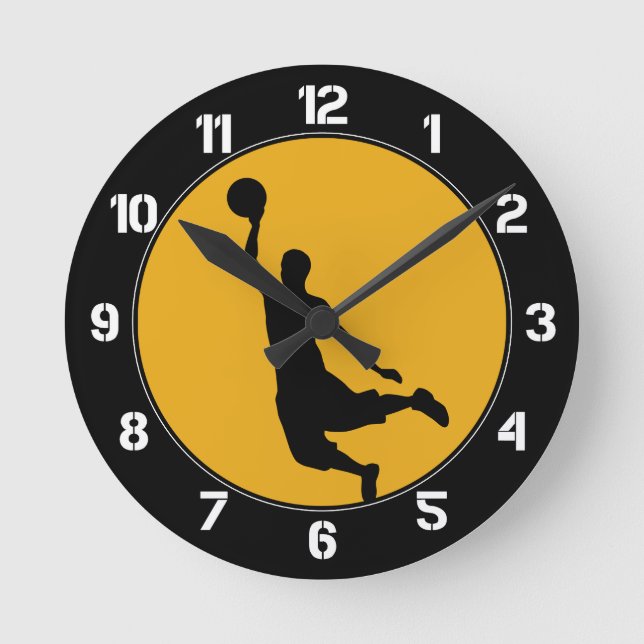 Horloge Ronde Cercle de basket-ball en or (Recto)