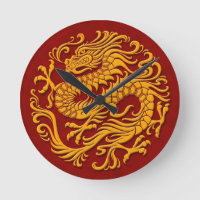 Cercle de dragon chinois traditionnel jaune et rou